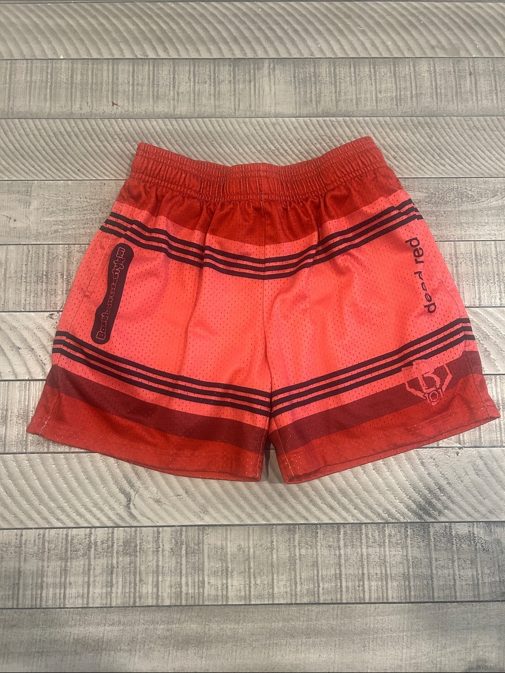 Kids Coral-Red Casual Athletic Shorts with Stripe Detail
